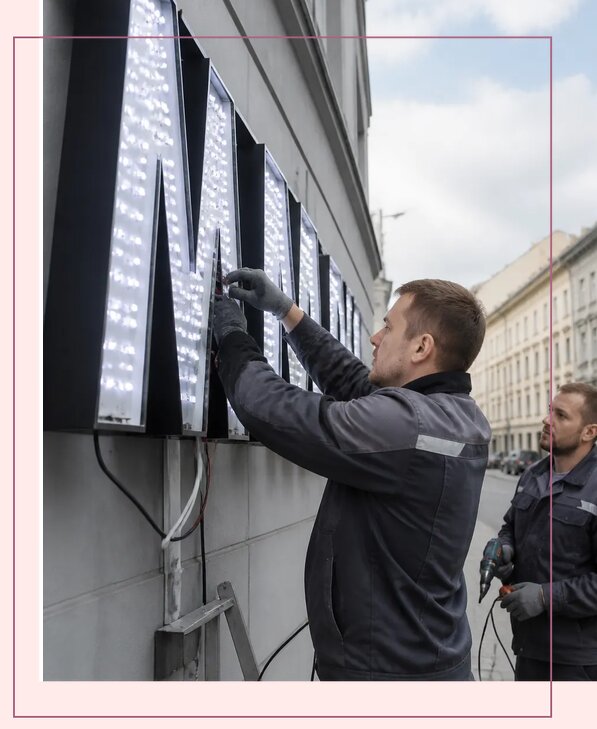 Изготовление и монтаж светодиодных LED вывесок в Владимире